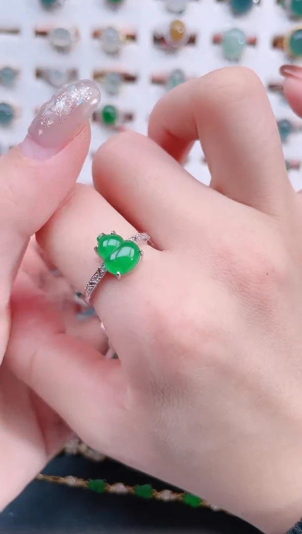 银S925镶嵌戒指翡翠天然翡翠