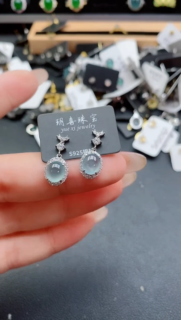 银S925镶嵌戒指翡翠1