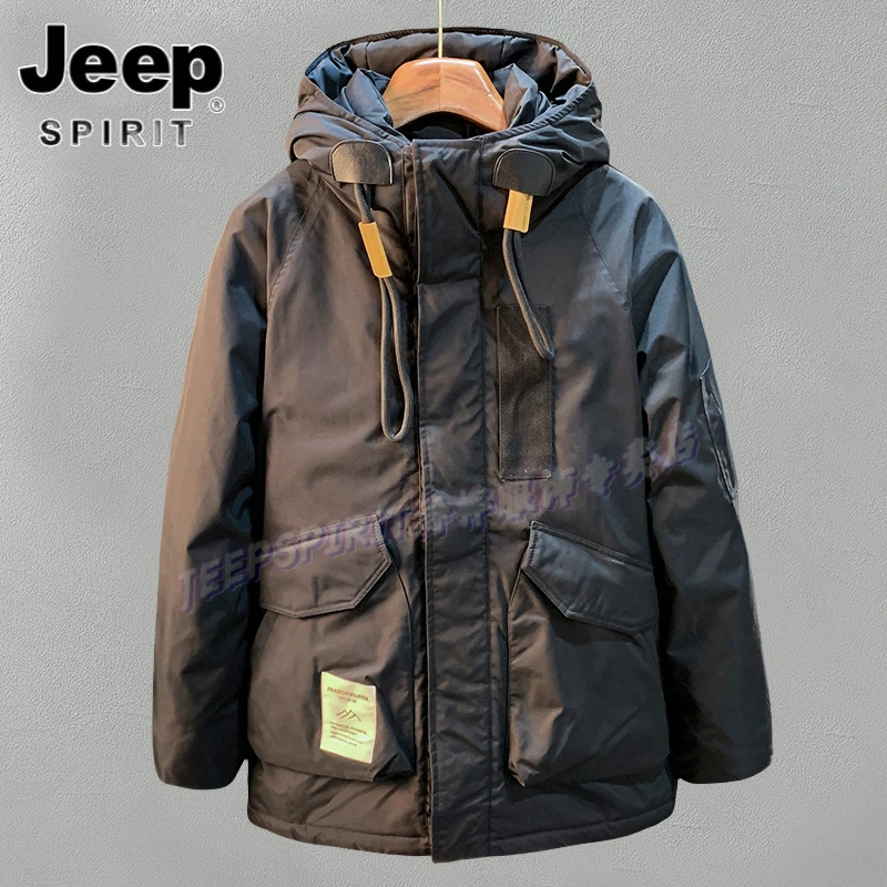 JEEPSPIRIT秋冬男羽绒服运动休闲保暖外套连帽工装衣潮牌冲锋上衣