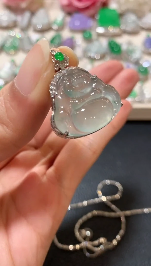 吊坠(不含链)18K金镶嵌翡翠z85