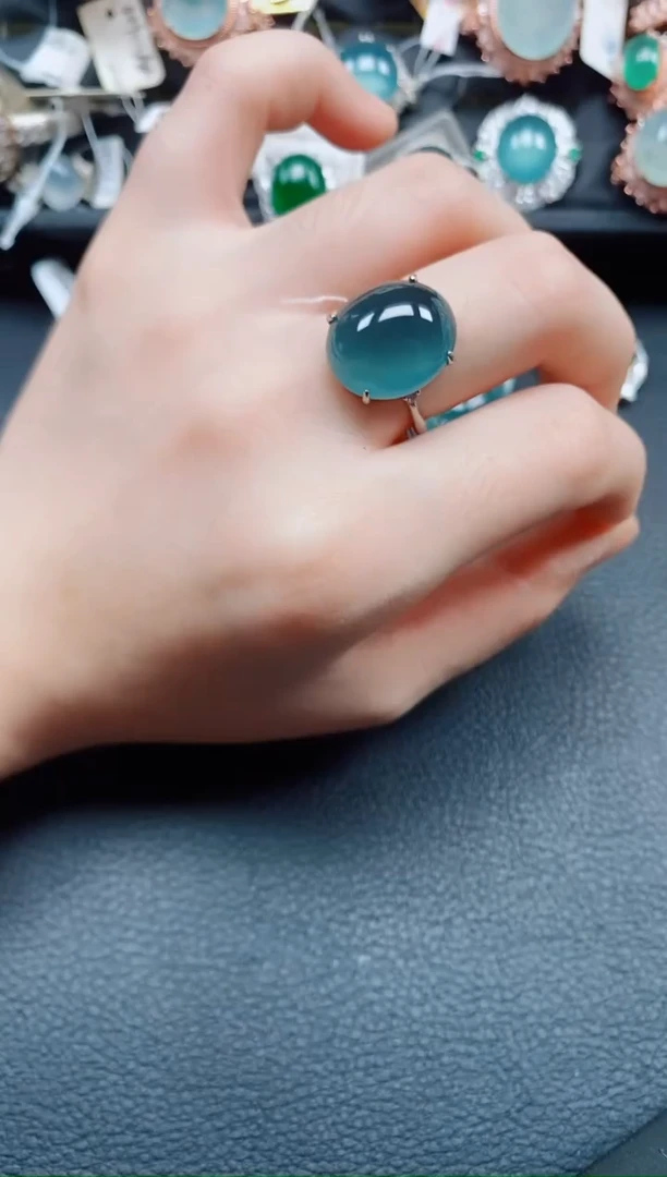 银S925镶嵌戒指翡翠翡翠