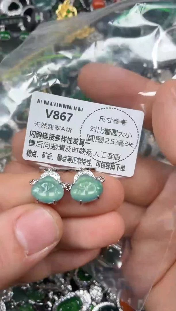 颈饰未镶嵌翡翠V867耳扣