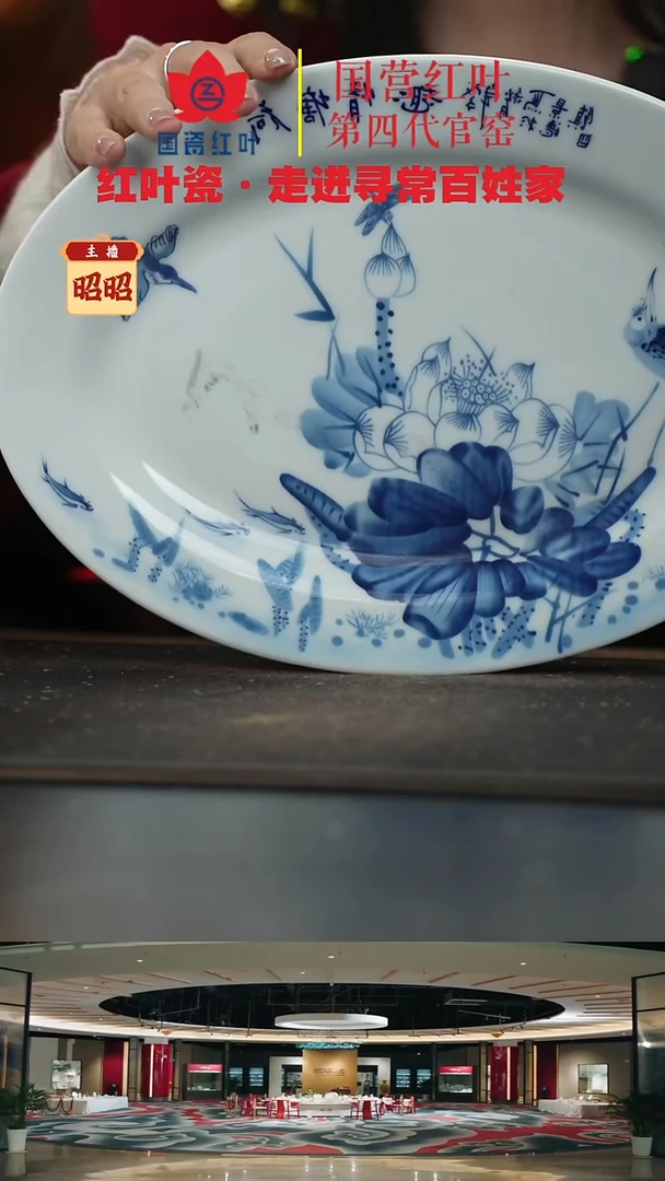 陶瓷1个微瑕荷塘情趣12英寸鱼盘