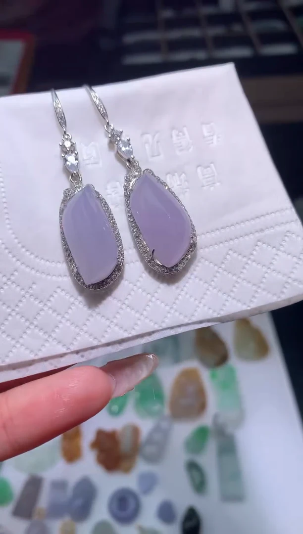 【闪购商品】翡翠耳饰银S925镶嵌耳钩