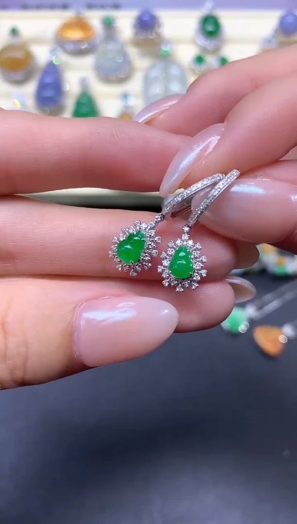 【闪购商品】翡翠耳饰18K金镶嵌耳饰|4300+430