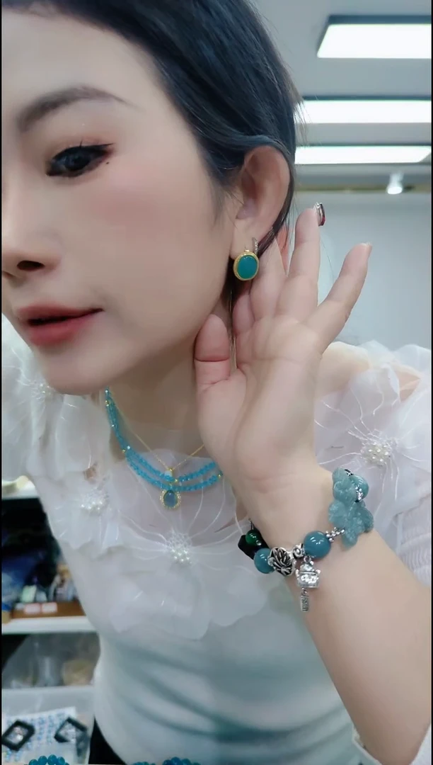 【闪购商品】天河石耳坠合金1539天河石耳坠金色托