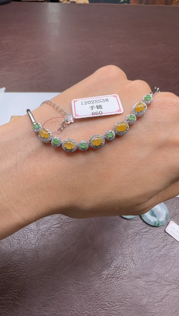 银S925镶嵌手链翡翠1202SS38