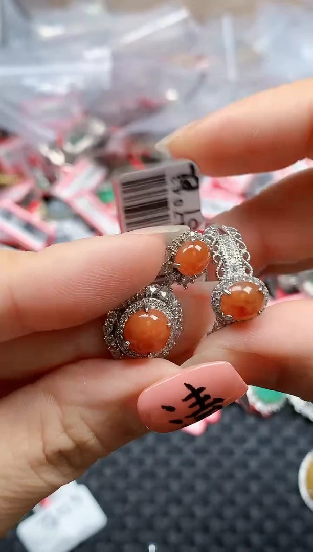 银S925镶嵌戒指翡翠天然A货缅甸翡翠