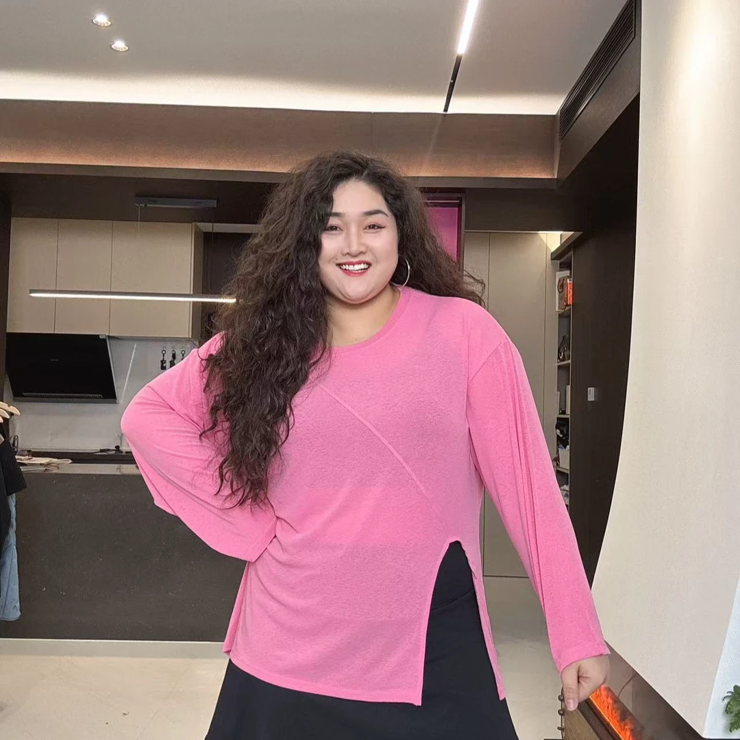 励志女孩大码女士圆领速干瑜伽运动长袖罩衫SY-266