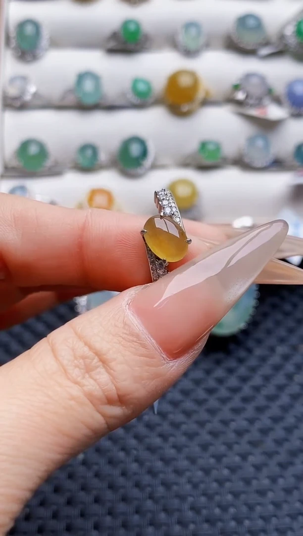 银S925镶嵌戒指翡翠0572