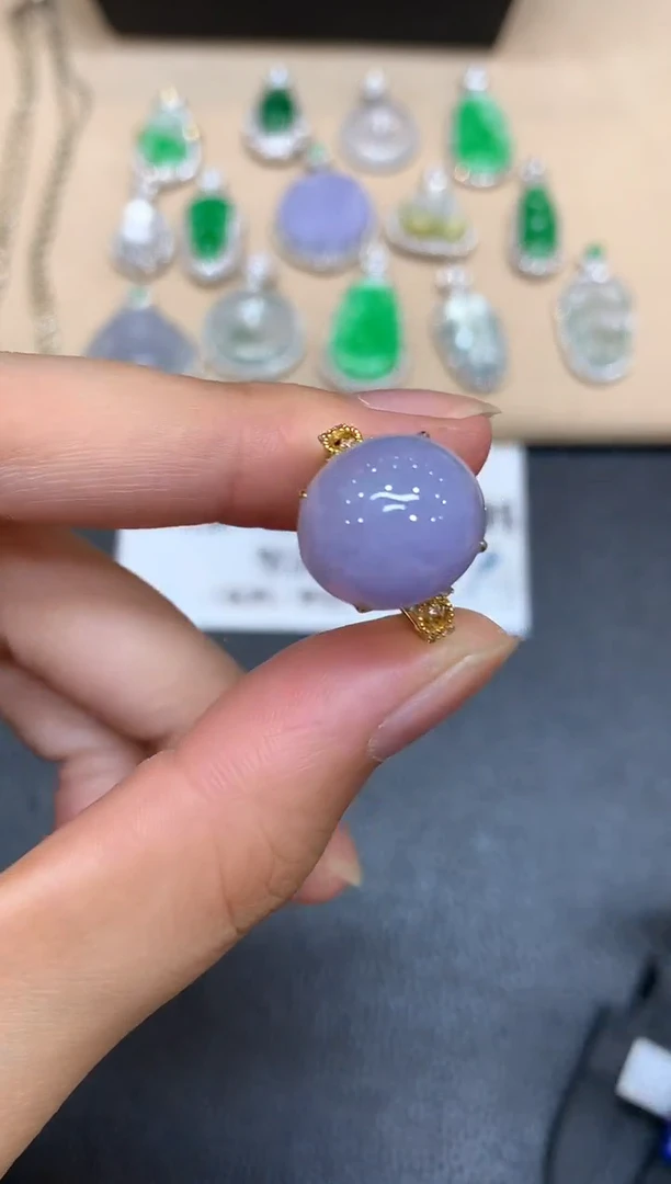 18K金镶嵌戒指翡翠蛋面【无服务费