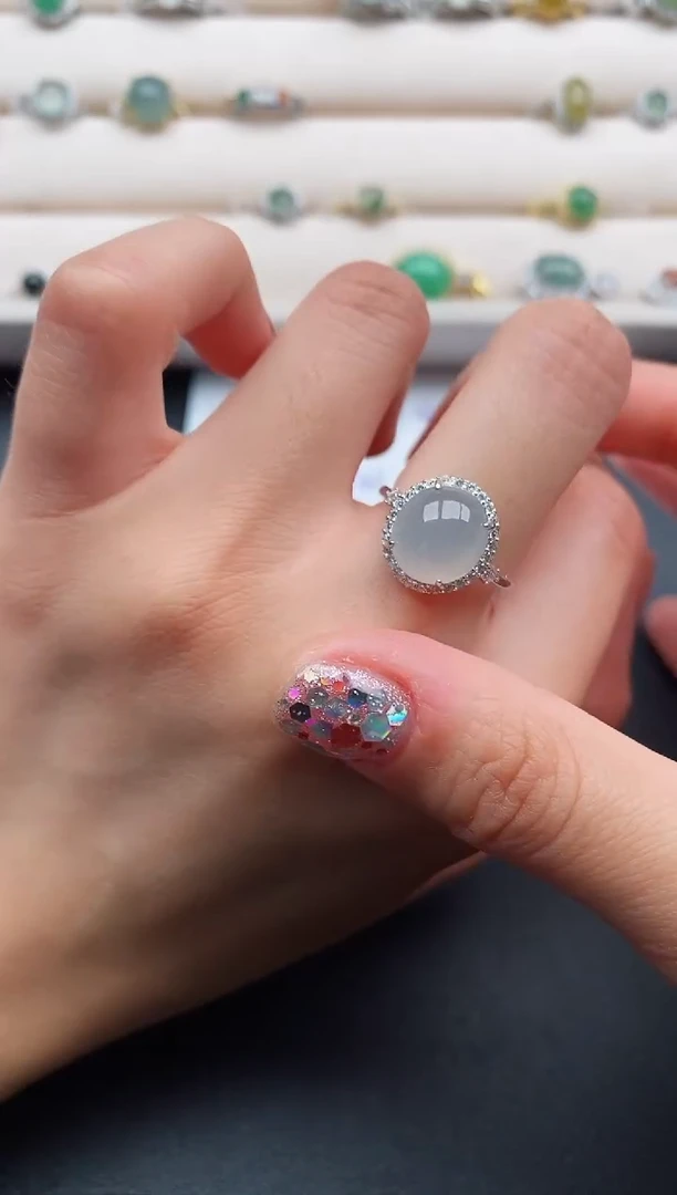 银S925镶嵌戒指翡翠22222222+7