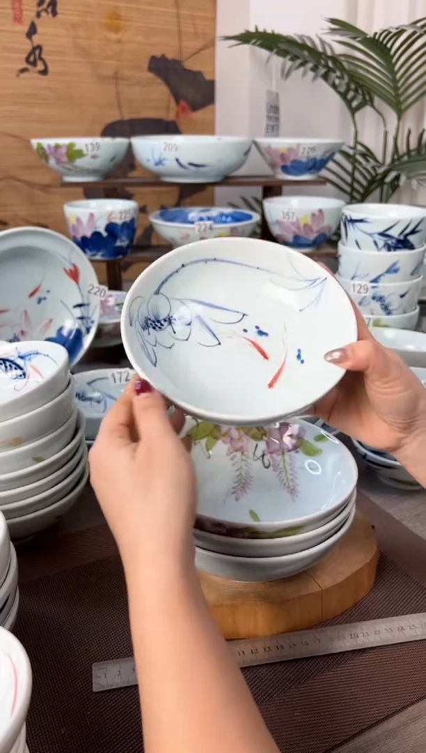 明舟微瑕手绘7寸木子碗（随机图案单只装）