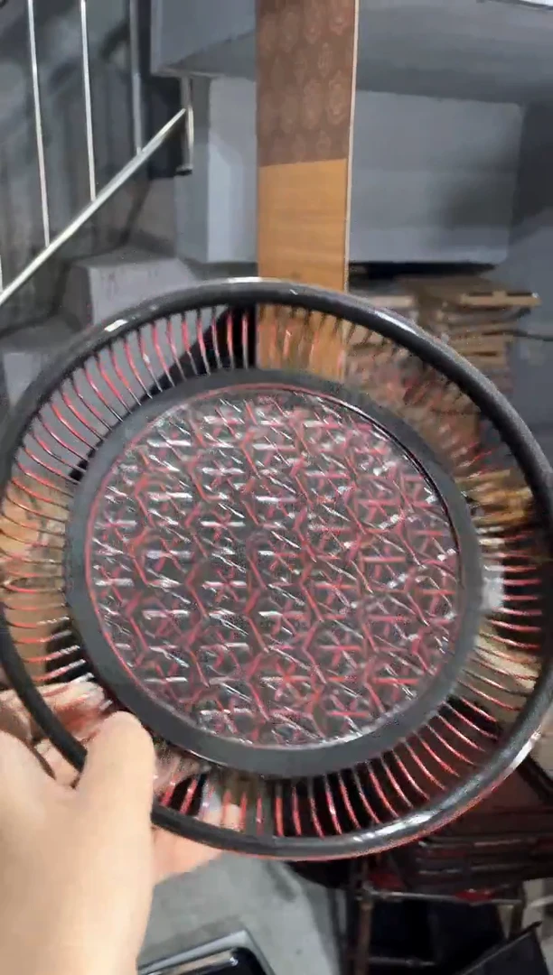 24cm 微瑕竹编大漆盘