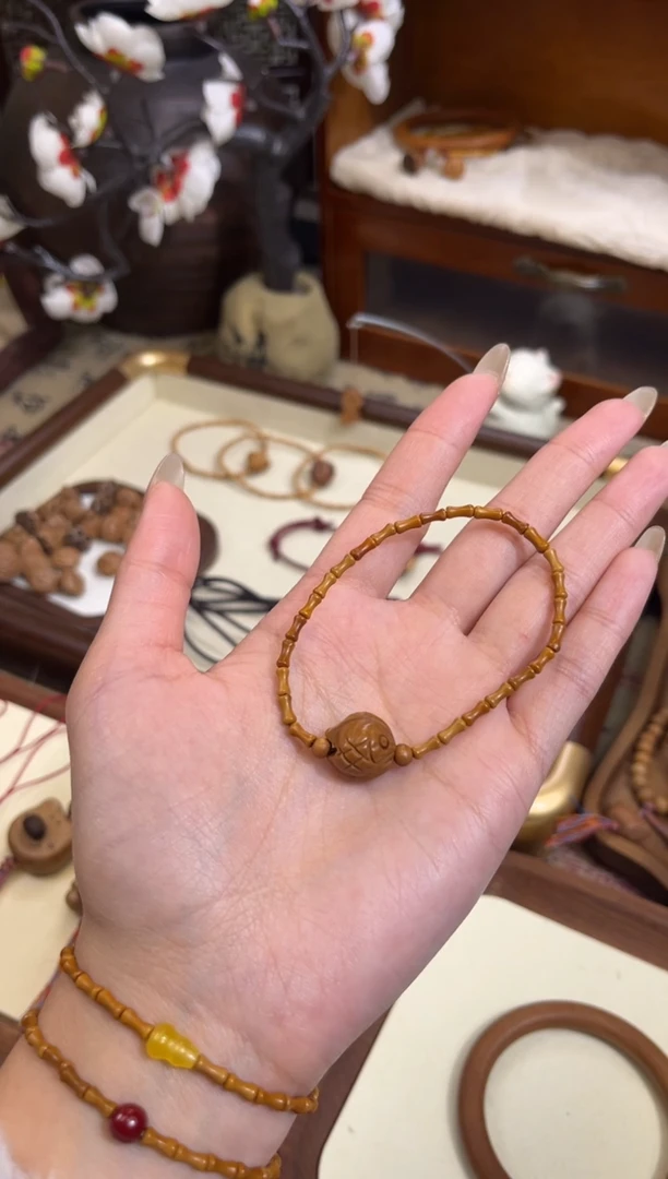 手串桃核【桃缘行】竹节「锦鲤」桃木桃核辟、挡、驱、护 备注手围