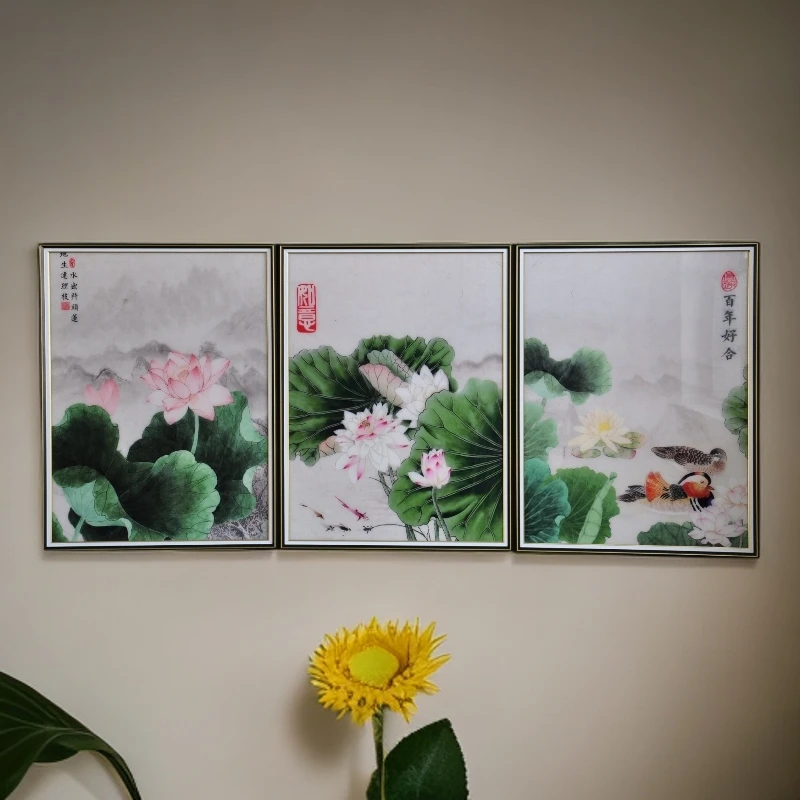 中式荷塘风景荷花装饰画可用于玄关餐厅卧室墙面装饰