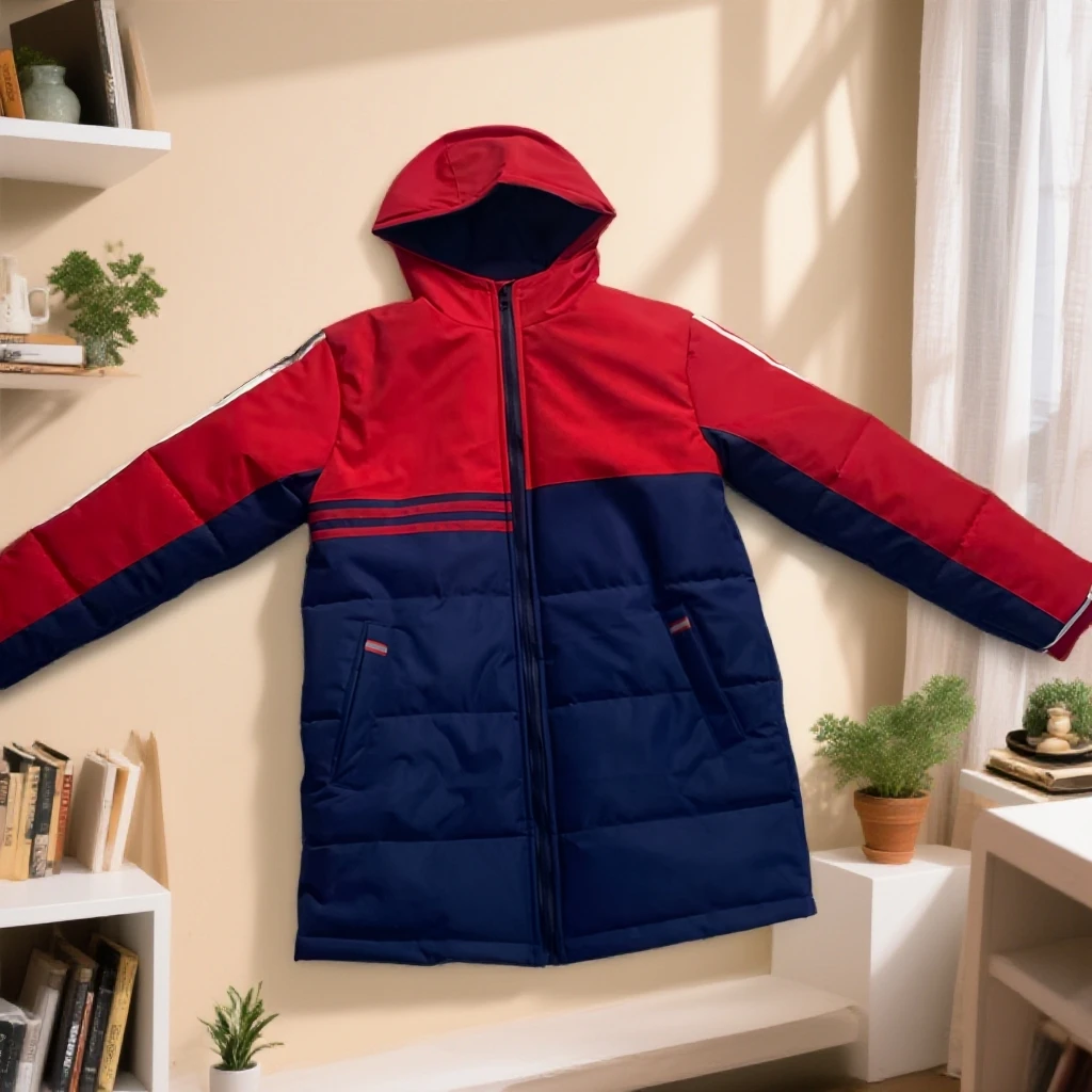 秀博莱茵花洲实验小学同款拉链拼色冬季中长棉衣运动厚款