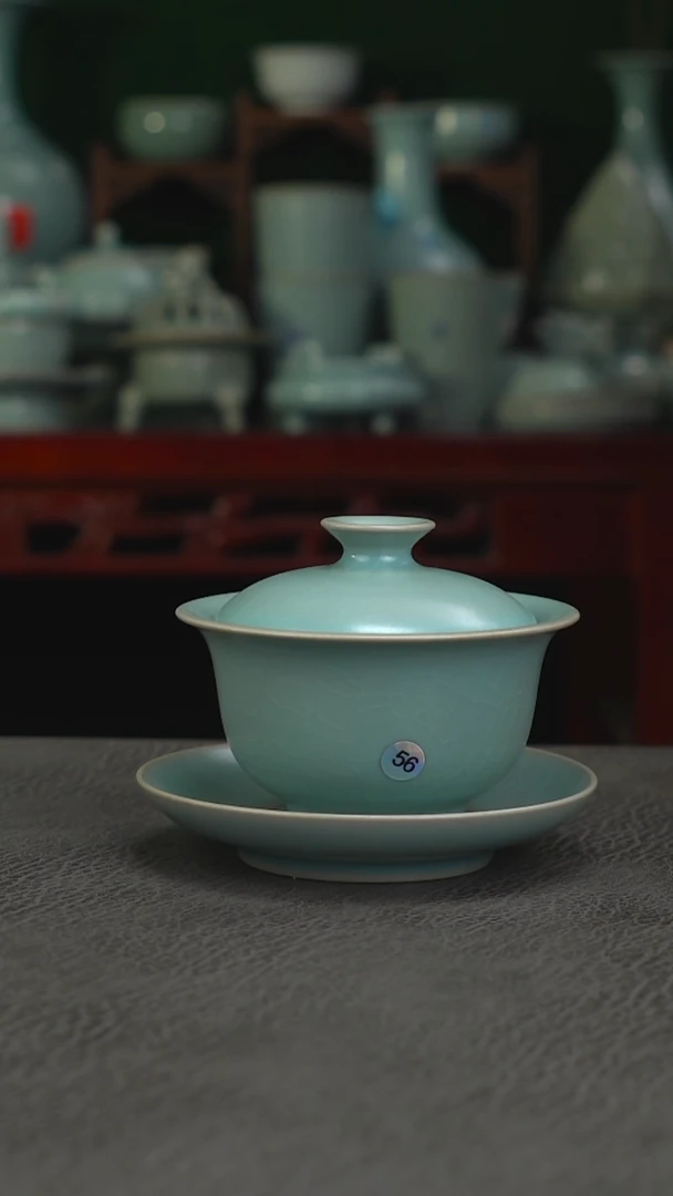 仿古釉56号元宝盖碗  微微瑕-二