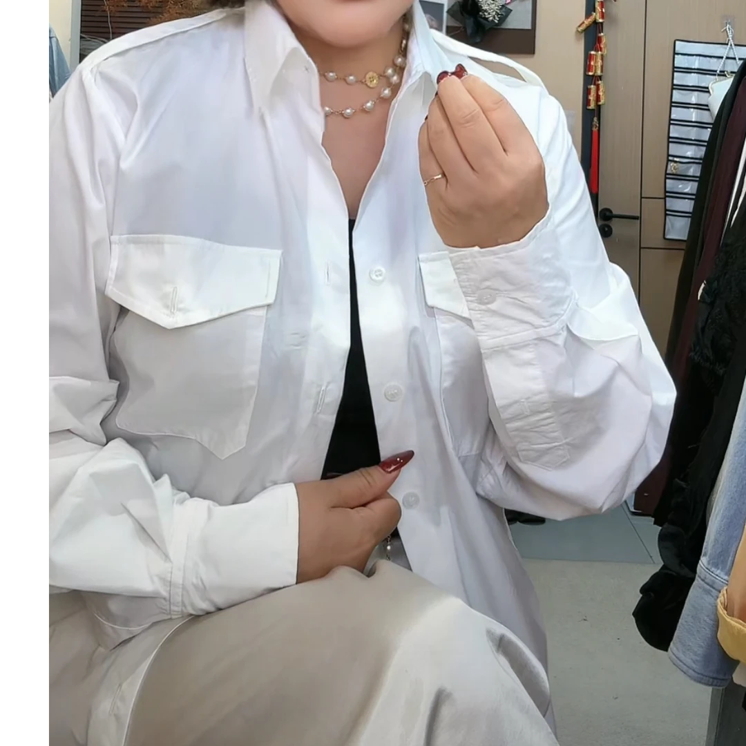 白色长袖衬衫翻领设计透气速干休闲百搭商务衬衣SY-068