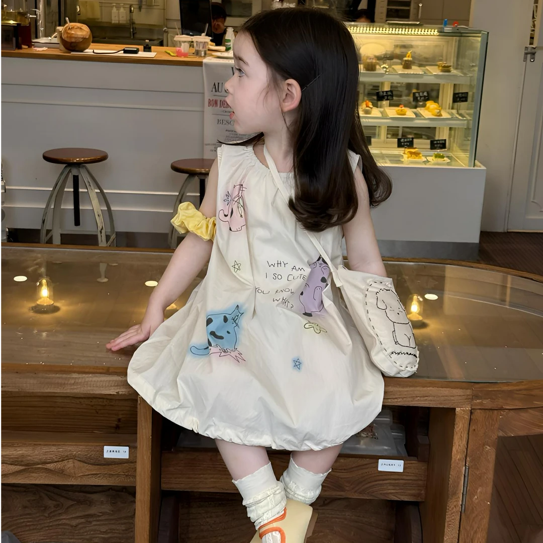 up小满家timoo可爱风夏季连衣裙 儿童卡通棉布裙
