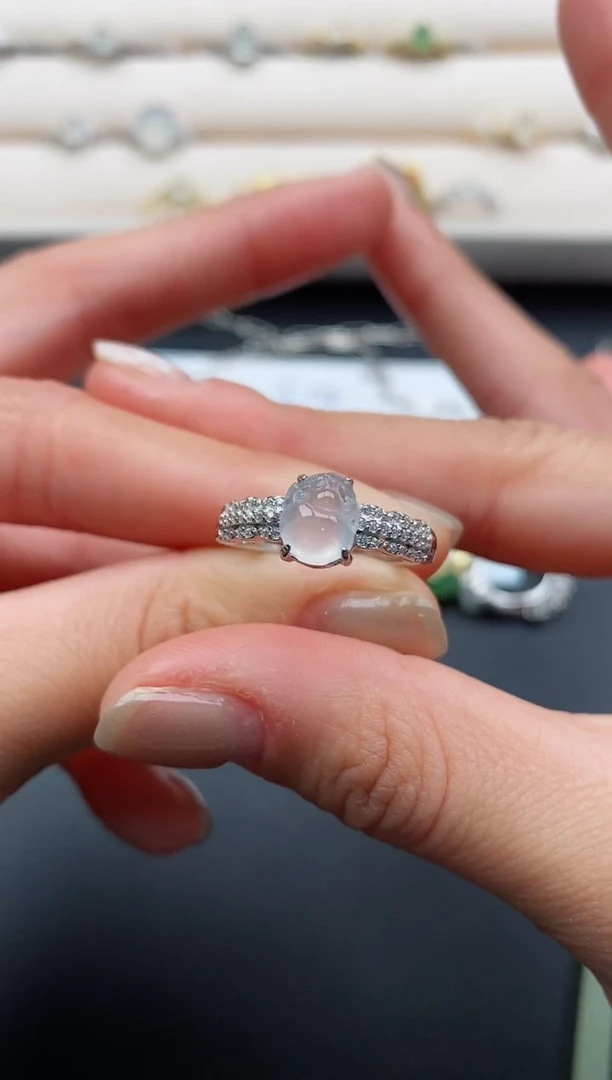 银S925镶嵌戒指翡翠3333333+8