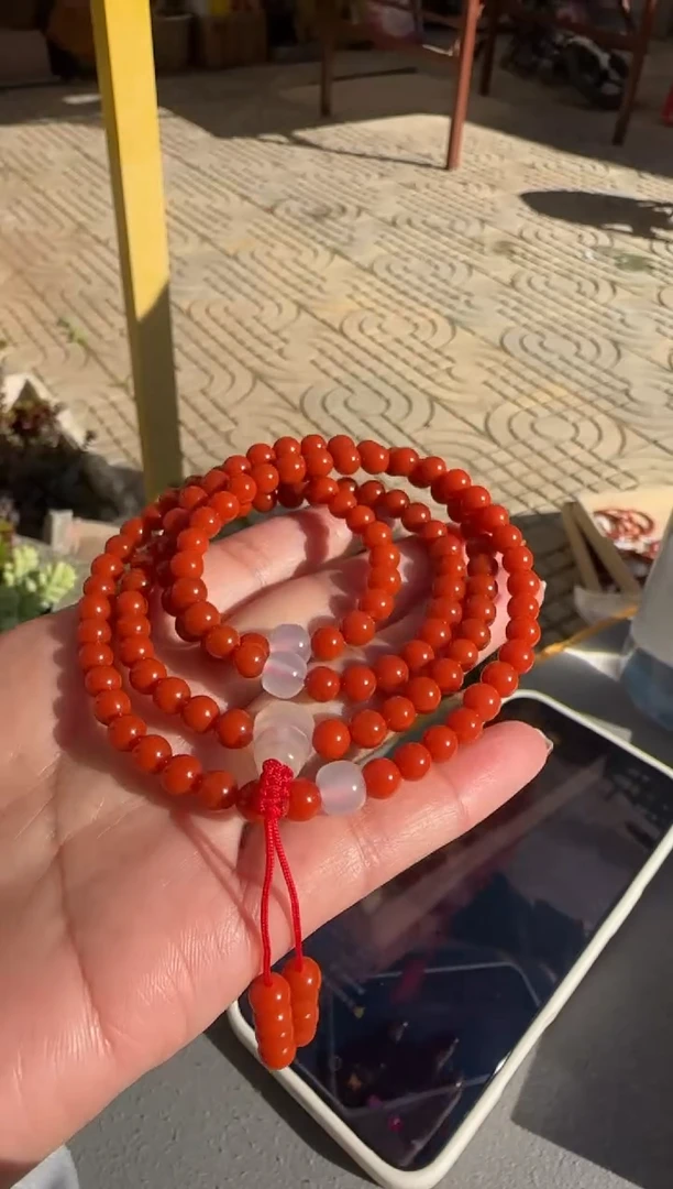 未镶嵌珠串南红玛瑙原矿无优化大陷坝多圈5mm左右w