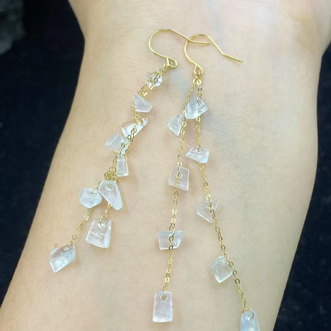 新春大集翡翠耳饰18k金镶嵌----碎石耳钩H-3