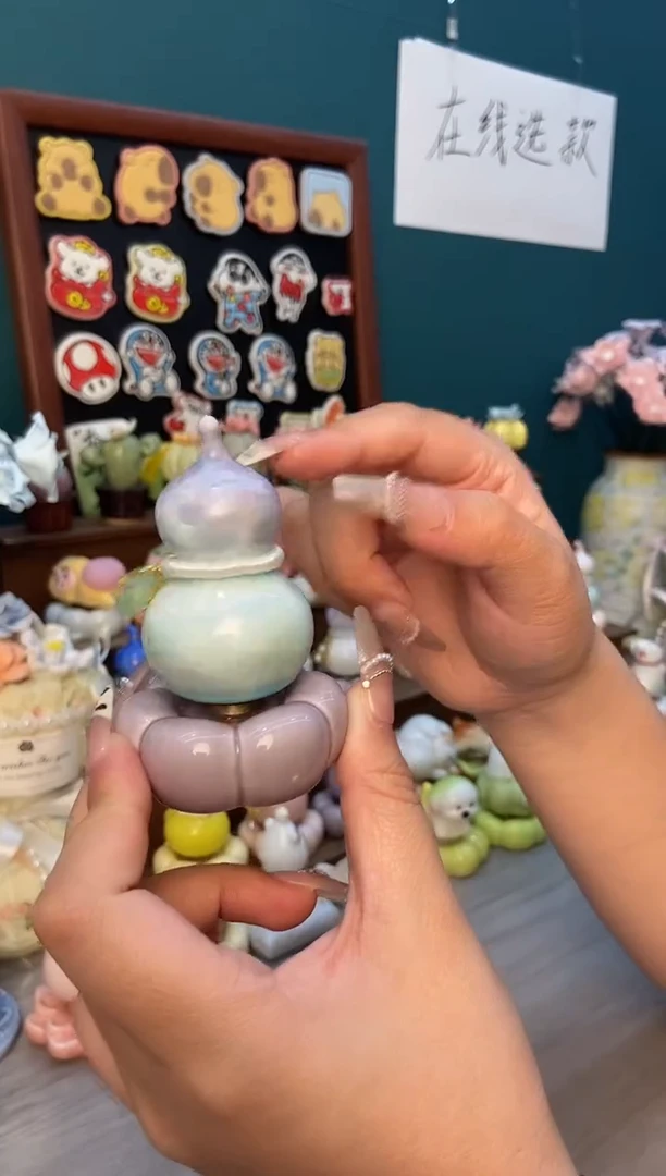 摆件陶紫色葫芦景德镇陶瓷摆件1个装