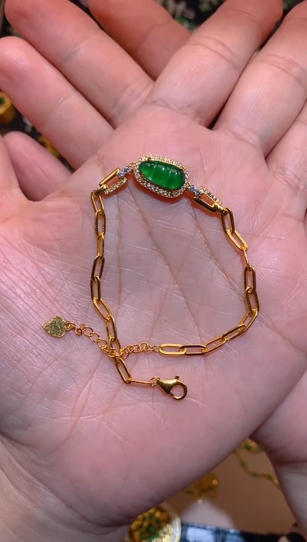 【闪购商品】翡翠手链银S925镶嵌豆子手链