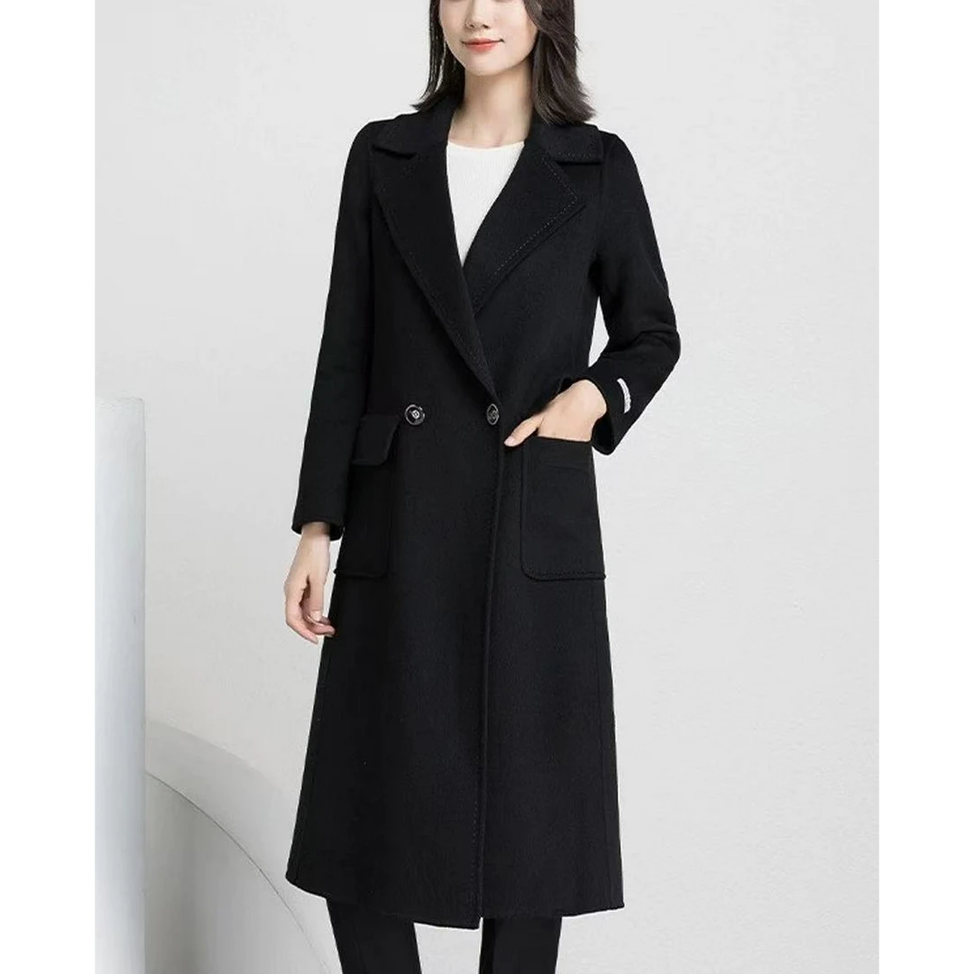 Q2517【特价-占单者限购】韩系设计款中长款羊毛呢收腰显瘦