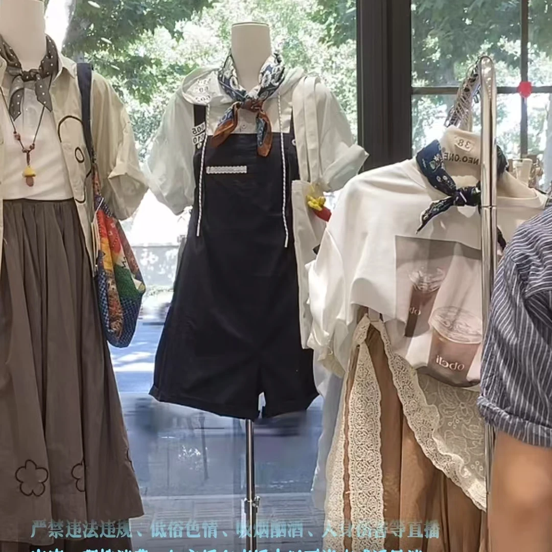 百搭洋气宽松减龄糖果色背带裤时尚休闲设计师小丝巾请单拍