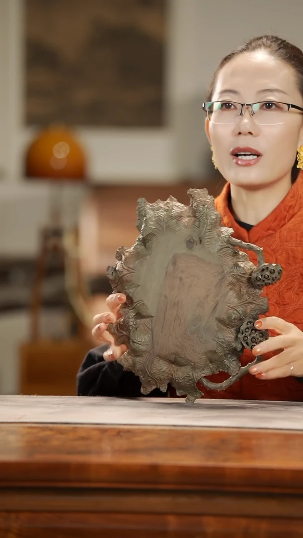 【闪购商品】金丝楠木雕599荷叶莲蓬壶承*