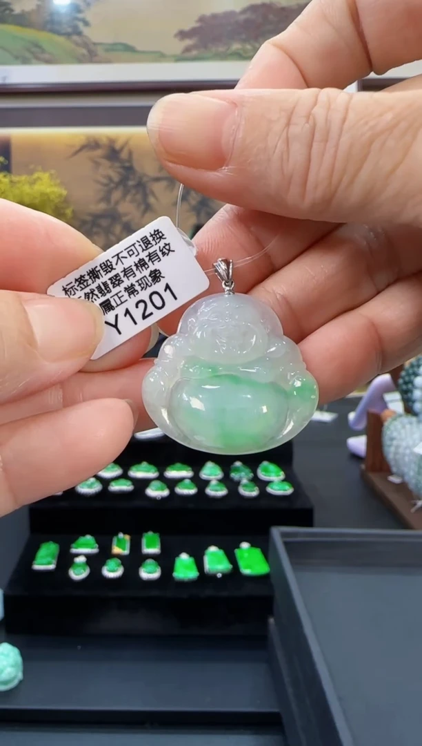 颈饰18K金镶嵌翡翠Y1201佛公