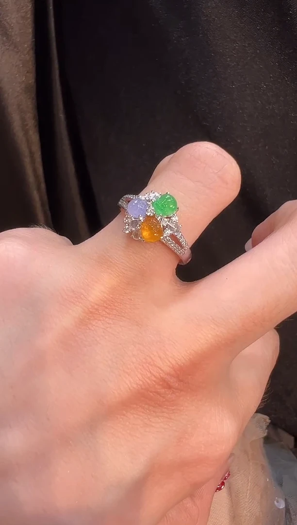 【闪购商品】翡翠戒指18K金镶嵌戒指