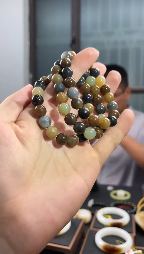 手串未镶嵌和田玉若羌楼兰三色手串卡10微色差多样性发其一