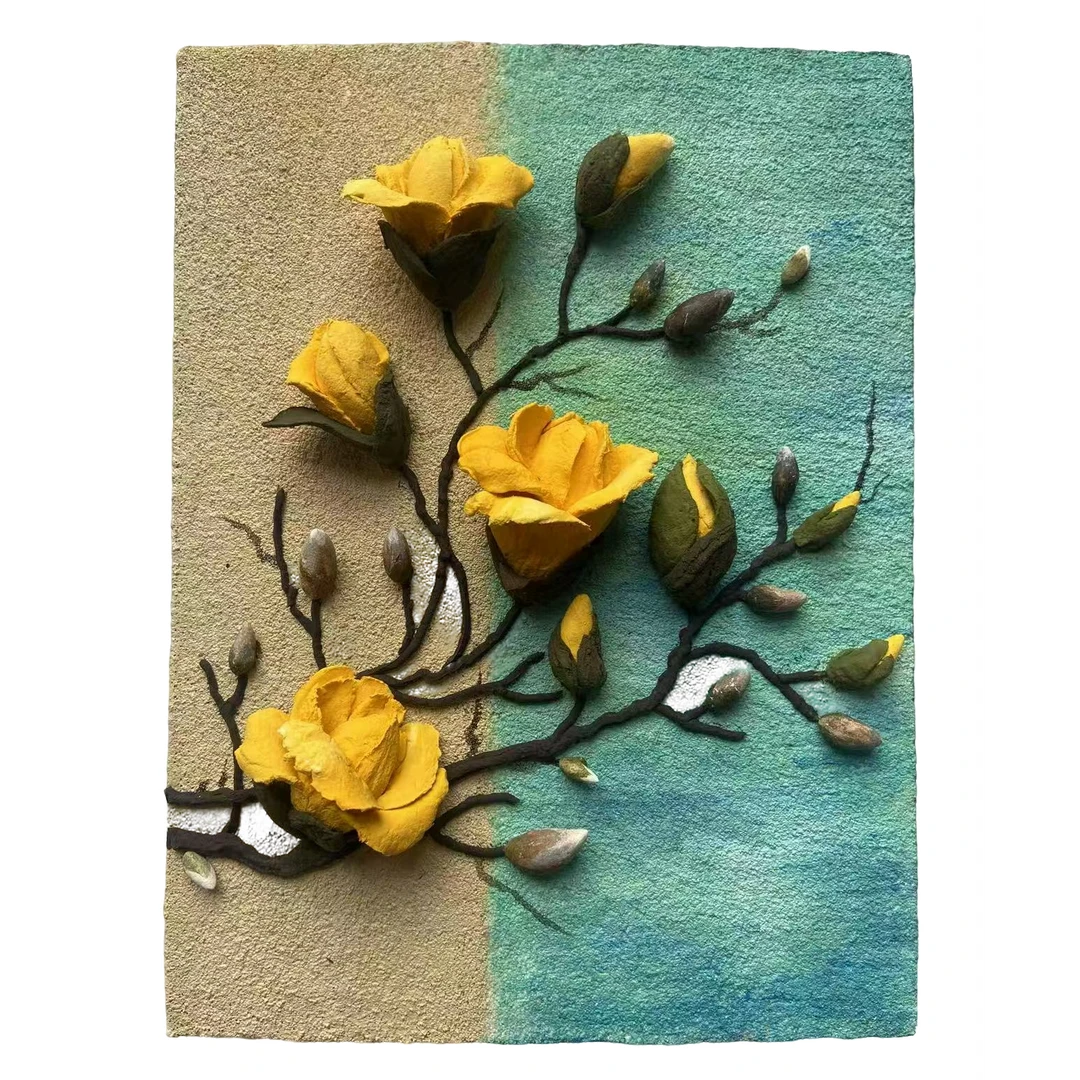 浮雕画清清爽爽黄玉兰