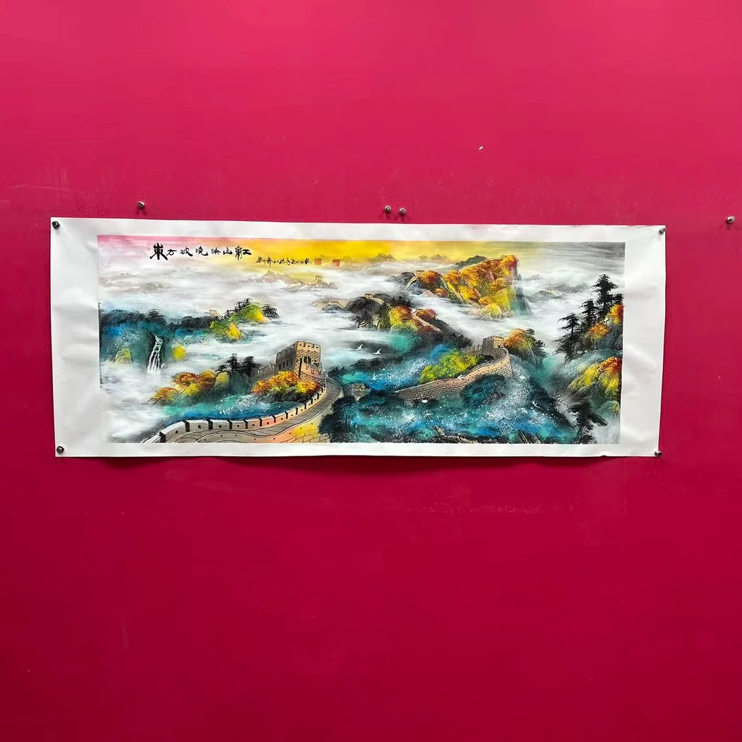 王德峰《东方欲晓映山红》小六尺宣纸托底200*80CM —长乐