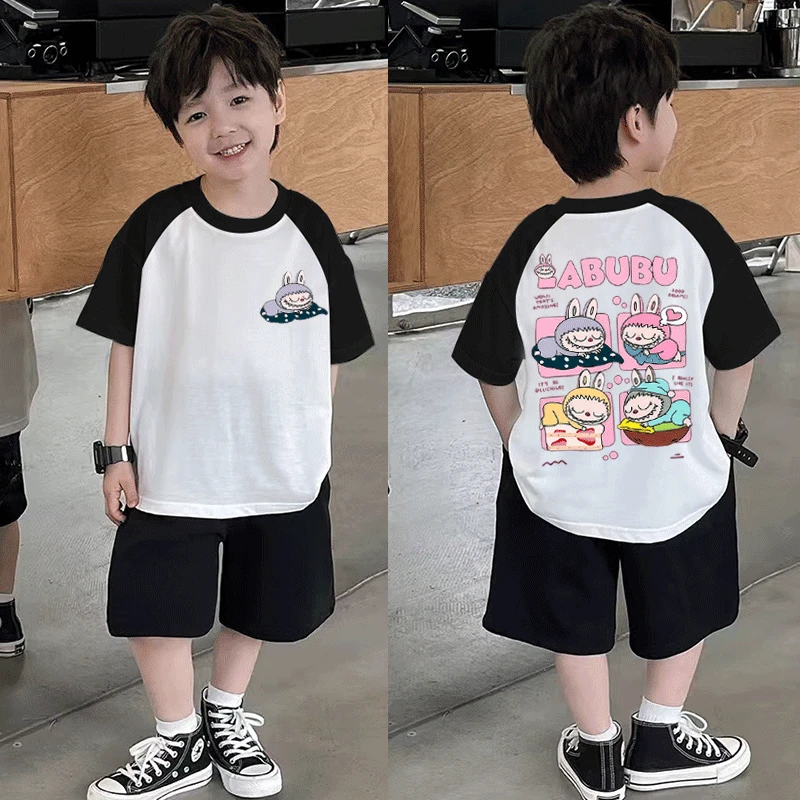 夏季纯棉拉布布男女童宝宝短袖爆款新款休闲圆领宽松简约时尚打底