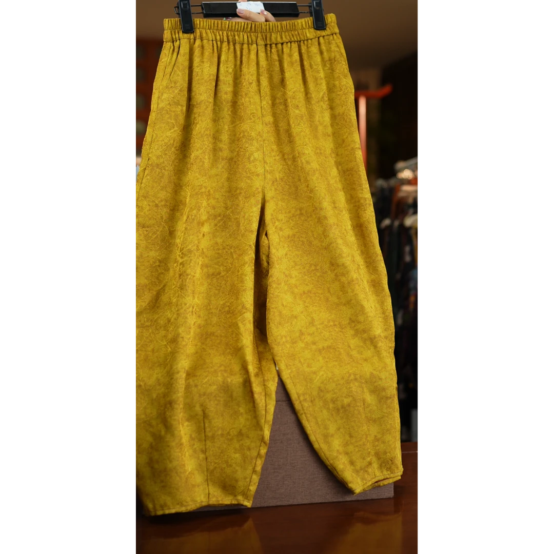 高腰显瘦木薯真丝气质女装裤子T1628