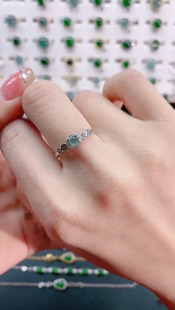 【闪购商品】翡翠戒指银S925镶嵌天然翡翠