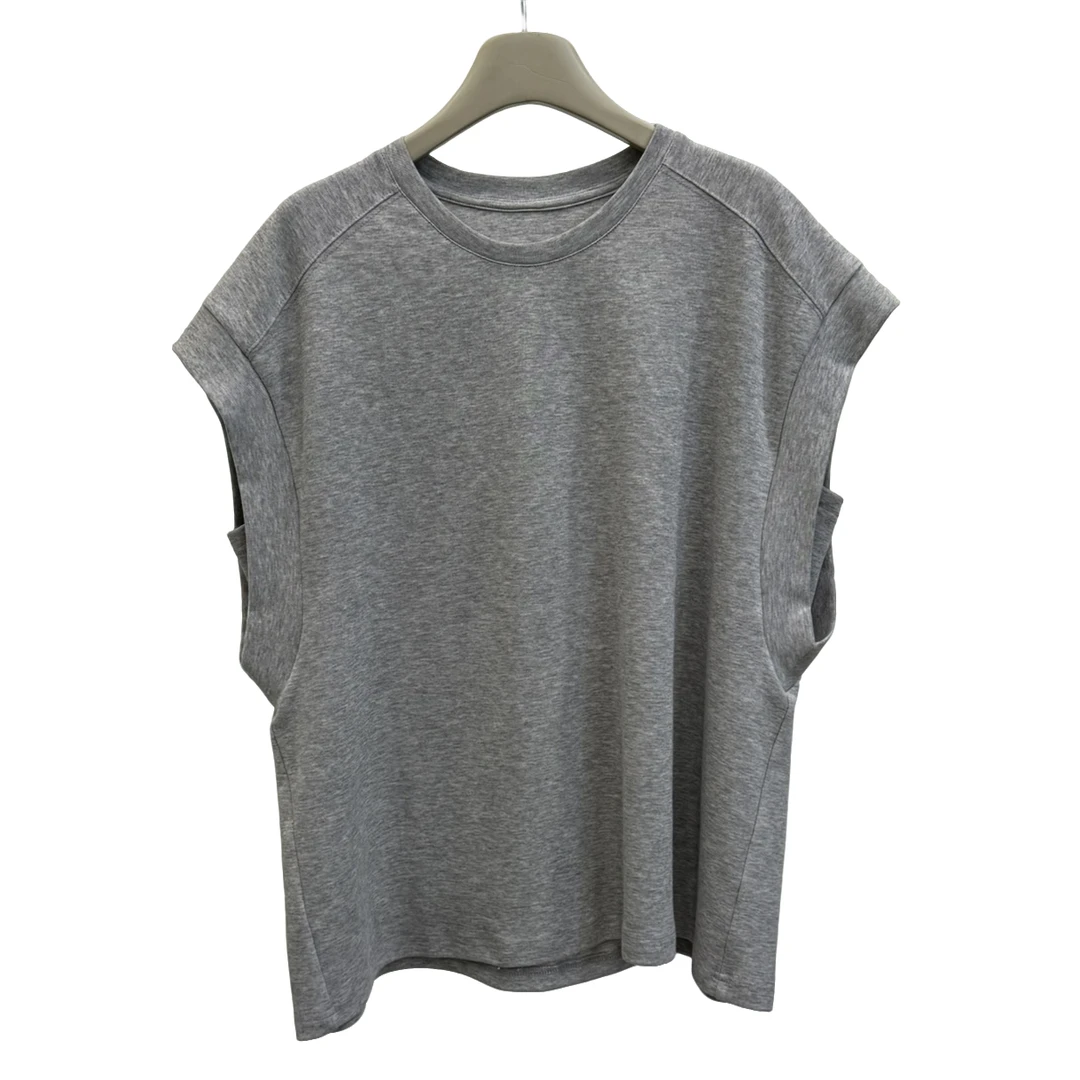 HFY2786夏季短袖纯色无袖洋气气质时尚百搭洋气衣服女显瘦韩版T恤