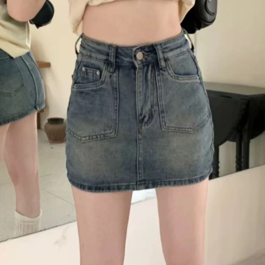 【以展示为准】牛仔半身裙女夏季新款高腰显瘦防走光A字裙#2271