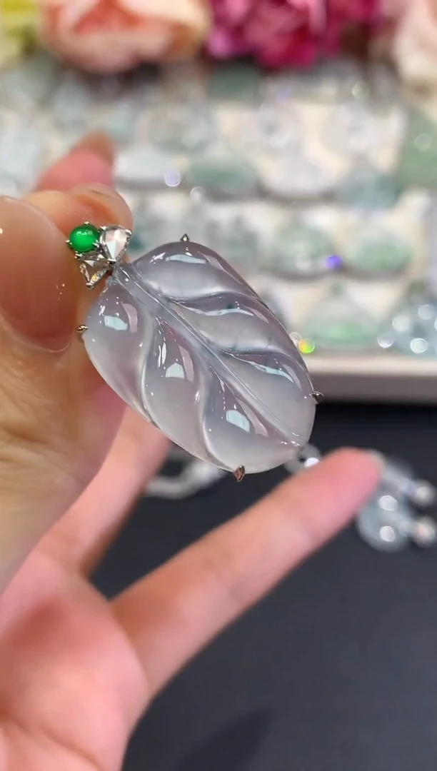 吊坠(不含链)18K金镶嵌翡翠a60