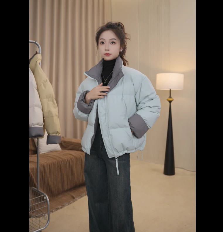 羽绒服外套女2025冬季美式加厚保暖宽松面包服55010