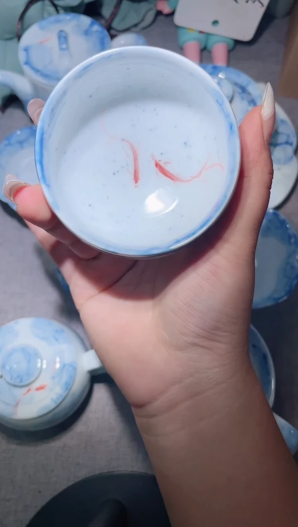 茶盏青花泡泡鱼青花泡泡鱼