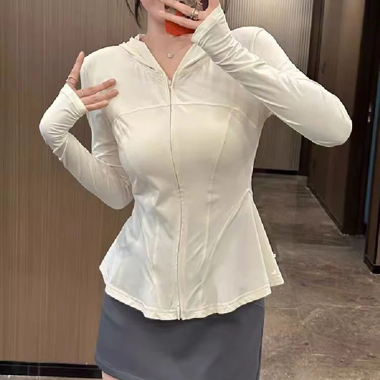 582#冰感轻薄荷叶边连帽防晒衣外套L/964