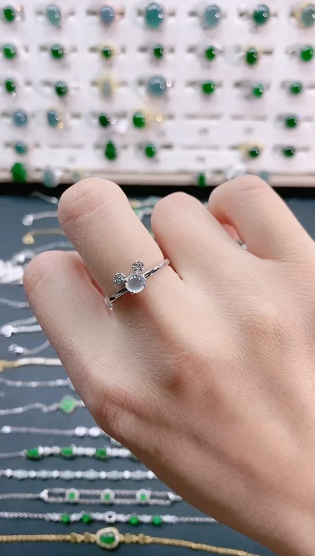 【闪购商品】翡翠戒指银S925镶嵌天然翡翠