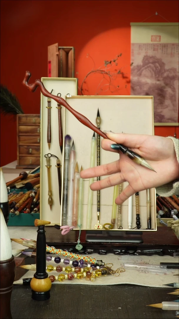 395号闪孤品高货毛笔链接 清水试笔 蘸墨不退