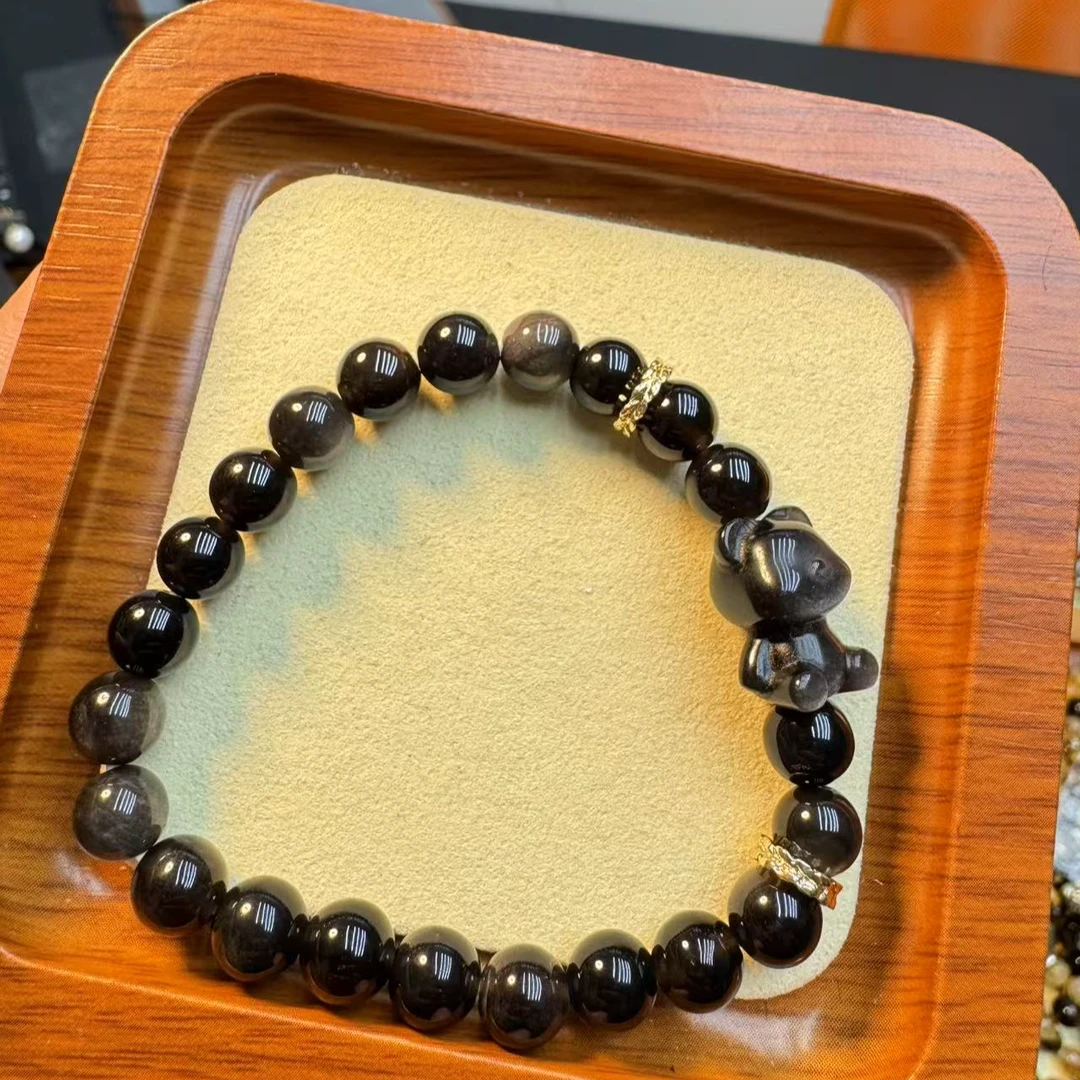 天然黑曜石暴力熊手串 多样性发其一