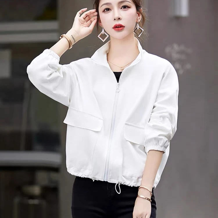 D2566休闲夹克外套女短款2025春秋韩版新款宽松百搭风衣工装上衣
